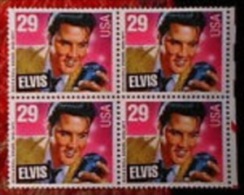 Block 4 With Margin-1993 USA Elvis Presley Stamp Sc#2721 Famous Music Star - Elvis Presley