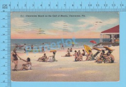 CPSM, Florida ( Clearwater Beach Gulf Of Mexico, Clearwater, 1956) Linen Postcard Recto/Verso - Clearwater