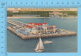 CPSM, Florida ( Municipal Recreation Pier , St. Petersburg, Cover Tampa 1954 FL  ) Linen Postcard Recto/Verso - St Augustine