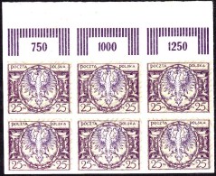 POLAND 1921 Proof "fale" Fi 135P3 Block Of 6 No Gum - Ungebraucht