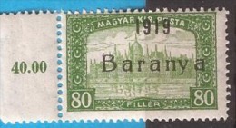 1919  18-34   BARANYA  UNGARN SERBIA JUGOSLAVIJA OVERPRINT  INTERESSANT  - TYP II NEVER HINGED - Baranya