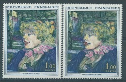 [09] Variété : N° 1426 Toulouse-Lautrec Chevelure Jaune (vert Très Dépouillé)  + Normal ** - Unused Stamps