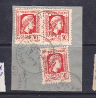 ALGERIE N° 211 50C ROUGE TYPE MARIANNE D\´ALGER SUR FRAGMENT I DE ALGÉRIE CASSE OBL - Usati