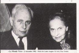 23 DECEMBRE 1982 DECES DE LOUIS ARAGON . ICI AVEC ELSA TRIOLET - Writers