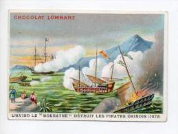 Chromo - Chocolat Lombart - L'Aviso, Le Bourayne Détruit Les Pirates Chinois  (1872) - Lombart