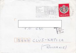 14148- COAT OF ARMS, STAMPS ON COVER, STAMPS MUSEUM FLAMME, 2001, MONACO - Storia Postale