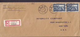 Norway Registered Einschreiben OSLO Label 2.3.1939 Cover United States (2x) 30 Øre Battle Schlacht Stiklestad (2 Scans) - Storia Postale