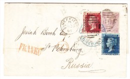 GB - 1865 Brief Mit Inhalt Von Sheffield Nach Russland Mischfrankatur Mixed Franking - Sonstige & Ohne Zuordnung