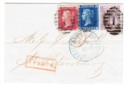 GB - 1866 Brief Ohnen Inhalt Von London Nach St. Petersburg 3 Farbenfrankatur - Covers & Documents