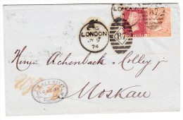 GB - 1874 Brief Ohnen Inhalt Von London Nach Moskau Mischfrankatur Mixed Franking - Brieven En Documenten