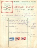 Faktuur Facture - Imprimerie Ursmar Plumat - Quaregnon 1943 - Imprimerie & Papeterie