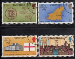 Guernsey Used Scott #111-#114 Set Of 4 Centenary Of Universal Postal Union - UPU (Wereldpostunie)