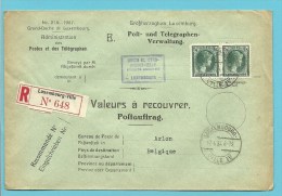 224 Op Brief "Admin. Postes /Telegraphes" Aangetekend VALEURS A RECOUVRER / POSTAUFTRAG Met Stempel LUXEMBOURG - Covers & Documents