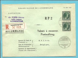 224 Op Brief  Aangetekend VALEURS A RECOUVRER / POSTAUFTRAG / RP2 Met Stempel LUXEMBOURG - Storia Postale