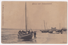 Gruss Vom Ostseestrand (les Marins S'apprêtent à Sortir Avec Leur Voilier De Pêche) - Pas Circulé - Stralsund