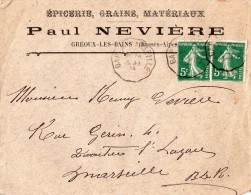 04  GREOUX Les BAINS   Lettre " Paul NEVIERE " Epicerie ...1914 - Gréoux-les-Bains