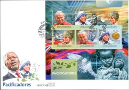 Mozambico 2012, Peacemaker, Pope Diana, M. Teresa, 6val In BF In FDC - Mère Teresa