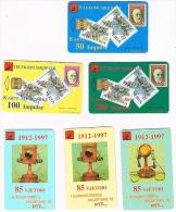 ALBANIA - TELEKOMI SHQIPTAR   - 1997 85 YEARS PTT: STAMPS & PHONES (COMPLET SET OF 3 ) - USED  -  RIF. 1476 - Stamps & Coins