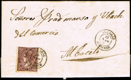 ALBACETE - EDI O 98 - CARTA CIRC.A ALBACETE 1869 - MAT. FECH. T.II \"ALCARAZ\ - Lettres & Documents