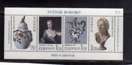 SWEDEN - SVERIGE - SVEZIA 1979 SWEDISH ROCOCO MINIATURE ART BLOCK SHEET BLOCCO FOGLIETTO BLOC FEUILLET ARTE MNH - Hojas Bloque