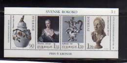 SWEDEN - SVERIGE - SVEZIA 1979 SWEDISH ROCOCO MINIATURE ART BLOCK SHEET BLOCCO FOGLIETTO BLOC FEUILLET ARTE MNH - Blokken & Velletjes