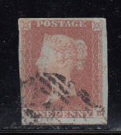 Great Britain Used Scott #3 1p Victoria Position ´BB´ 1844 Type Cancel - Close At Bottom Left Margin - Gebraucht