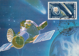 Delcampe - 14332- ASTRONOMY, HALLEY COMET, SATELLITE, MAXIMUM CARD, 1987, ROMANIA - Astrologie