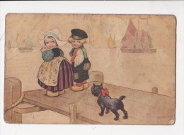 Delcampe - Cpa Couple Enfants Port Voilier Et Chien - Signée E Colombo A V 1449 - Colombo, E.