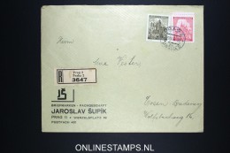 Deutsches Reich Böhmen & Mahren Registered Cover Prag To Essen 1941 Mixed Stamps - Covers & Documents