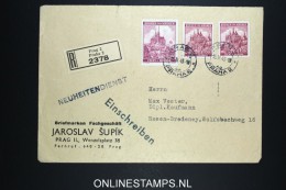 Deutsches Reich Böhmen & Mahren Registered Cover Prag To Essen 1943 Mixed Stamps - Covers & Documents