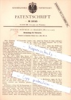 Original Patent - Julius Höfken In Hagen , Westfalen , 1881 , Bremsstange Für Fuhrwerke , Kutsche !!! - Hagen