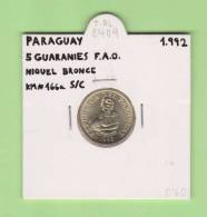 PARAGUAY   5  GUARANIES   Niquel Bronce  F.A.O.  KM#166a  1.992    SC/UNC     T-DL-8409 - Paraguay