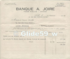 Remise De Chèque De Mr Bocquet Victor à La Banque A. Joire - Fonds Publics - Change - Lille 11 Février 1949 - Schecks  Und Reiseschecks