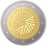 LATVIA / LETONIA   2015  2.015  2€ Bimetalic  "Presidencia Letona Del Consejo De La UE"  UNCIRCULATED T-DL-11.264 - Lettonie