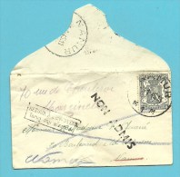 527 Op Naamkaartomslagje (carte-visite) Met Stempel NAMUR , Stempel NON ADMIS + RETOUR A L'ENVOYEUR - Guerre 40-45 (Lettres & Documents)