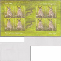 Bosnie Herzégovine 2006 Y&T 536. Feuillet Non Dentelé, Spécimen.  Lièvre D'Europe (Lepus Europaeus) - Conejos