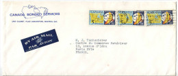 Lettre De MONTREAL  Le 30 IV 1968 Avec BANDE De 3 Timbres Theme  METEOROLOGIE  PAR AVION - Storia Postale