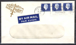 Lettre De MONTREAL Le 25 VI 1963 Avec BANDE De 3 Timbres Sur Envel ILLUSTREE Par Avion - Lettres & Documents