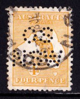 Australia 1913 Kangaroo 4d Orange 1st Wmk Perf OS NSW Used - Usati