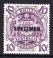 Australia 1948 Arms 10/- Purple SPECIMEN MH - Nuovi