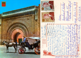 AK Kutsche Marokko Maroc Morocco Marrakech Puerta Agnaou Porte Gate Carrozza Chaise Caleche Wagen Postcard - Taxis & Fiacres