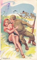 CPA Illustrateur Louis CARRIERE L'Assaut - Pin-Up Et Soldat - Carrière, Louis