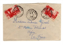ENVELOPPE DE KHOURIBGA POUR HYERES 02/11/1948 - Storia Postale