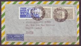 BRESIL Lettre De RIO DE JANEIRO   Le 21 4 1954  Affranchie Avec 4 Timbres  PAR AVION   Pour TROYES Aube PUB Au Verso - Covers & Documents