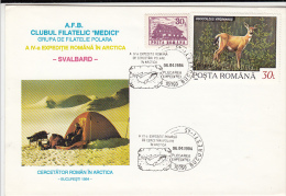 14383- ROMANIAN ARCTIC EXPEDITION, SVALBARD, TENT, WHALE, SPECIAL COVER, 1994, ROMANIA - Expediciones árticas