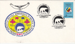1194FM- ROMANIAN AXPEDITION IN CANADIAN ARCTIC, BYLOT ISLAND, POLAR BEAR, SPECIAL COVER, 1992, ROMANIA - Arktis Expeditionen