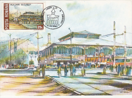 14437- TRAM, TRAMWAY, BUCHAREST- UNION HALL, MAXIMUM CARD, OBLIT FDC, 1993, ROMANIA - Tramways