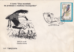 14476- BIRDS, WHITE STORK, SPECIAL COVER, 1993, ROMANIA - Storchenvögel