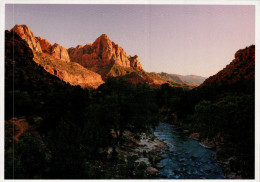 Utah's National Parks Postcard, Zion National Park, The Watchman, Monolith Of Navajo Sandstone - USA National Parks
