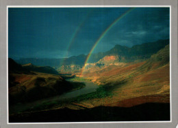 Grand Canyon National Park Postcard, Rainbow Over Colorado River, Unkar Rapid Area - USA National Parks